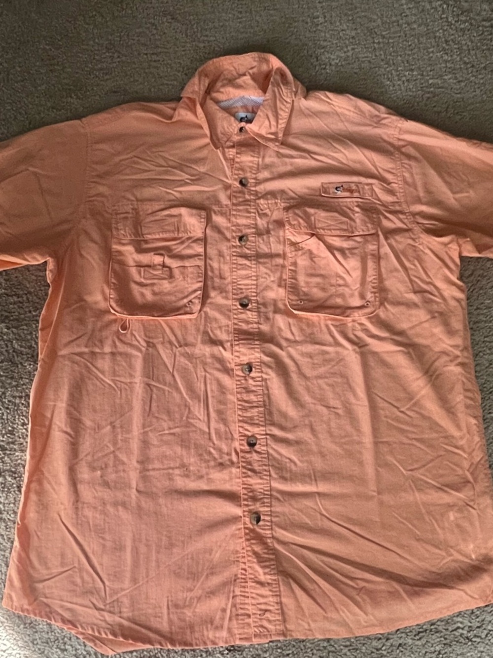 Bass Pro Shops Men's Short-Sleeve Button-Down Shirt in Peach
